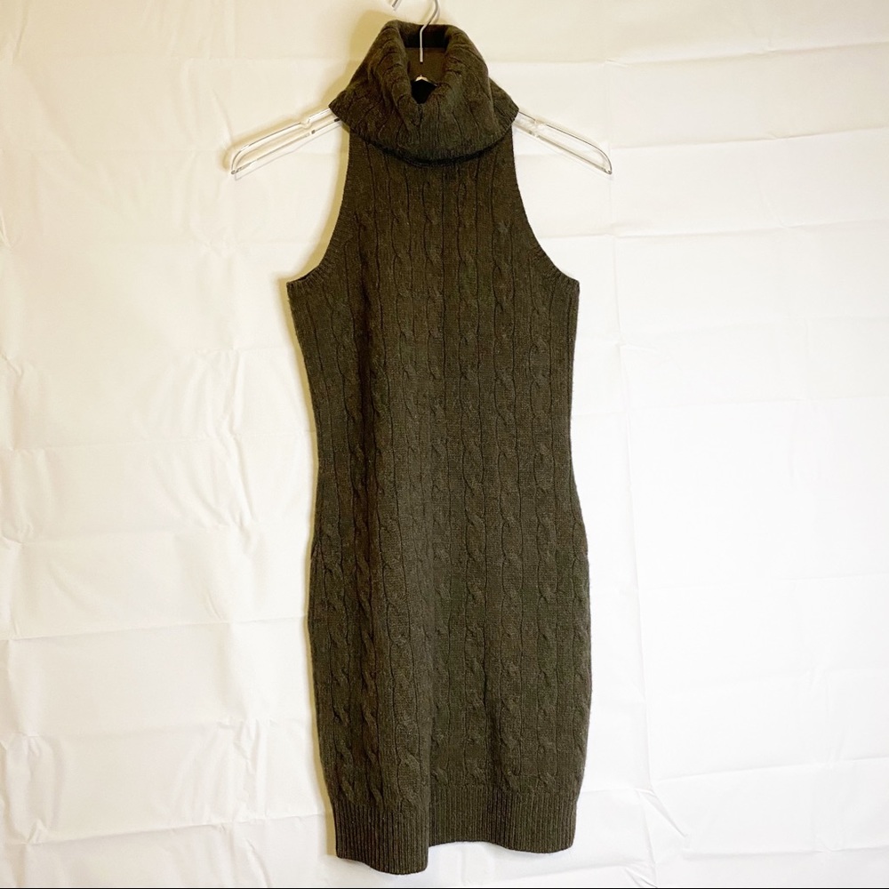 Ralph Lauren Rugby Green Cableknit Wool Dress Sz S